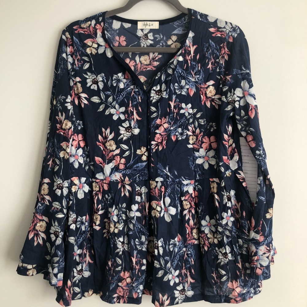 Brand new w/o tags, floral navy top